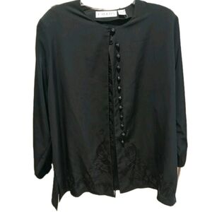 Embroidered Black Tunic Top Blouse CHAUS Women Plus Size: 20
